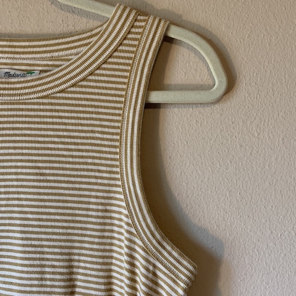 Madewell Brightside Striped Sleeveless Racerback Top Cotton Size XL Tan & White - Picture 5 of 11